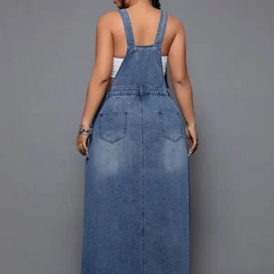 XL-5XL Plus Size Clothes Dresses Women Robes Overalls Denim Loose Street Style Casual 3XL 4XL Big Size Maxi Dress Oversized - Image 5