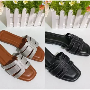 French Square Toe Slides Women Summer Multicolor Beach Sandals High Quality H Slippers Outwear Comfortable Flip-flops Large Size - Image 2