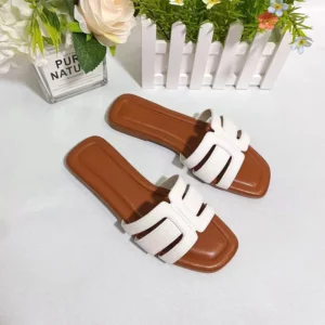 French Square Toe Slides Women Summer Multicolor Beach Sandals High Quality H Slippers Outwear Comfortable Flip-flops Large Size - Image 5