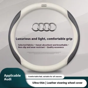Audi A3 A4 A5 A6 A7 A8 RS3 RS4 RS5 RS6 S3 S4 S5 Q3 Q5 Q7 TT Carbon fiber Leather Car Anti-slip Steering Wheel Cover Accessories - Image 3