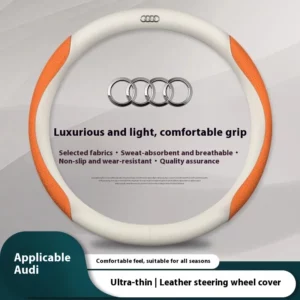 Audi A3 A4 A5 A6 A7 A8 RS3 RS4 RS5 RS6 S3 S4 S5 Q3 Q5 Q7 TT Carbon fiber Leather Car Anti-slip Steering Wheel Cover Accessories - Image 4