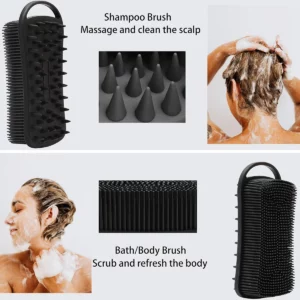 2 In 1 Silicone Shower Brush Scrubber Soft Scalp Massager Shampoo Brush Double-Sided Body Brush Foam Skin Clean Tool - Image 4
