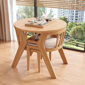 Solid wood three-piece balcony outdoor leisure table and chair set one table and two chairs combination coffee catering - Image 2