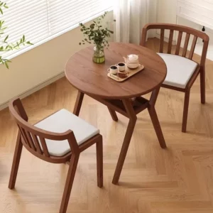 Solid wood three-piece balcony outdoor leisure table and chair set one table and two chairs combination coffee catering - Image 4