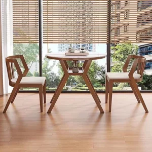 Solid wood three-piece balcony outdoor leisure table and chair set one table and two chairs combination coffee catering - Image 5