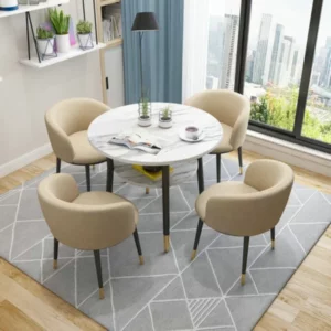 Marble White Coffee Table Sets Small Stone Patio Accent Floor Coffee Table Sets Vintage Conjunto De Muebles Hotel Furniture - Image 9
