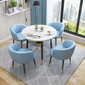 Marble White Coffee Table Sets Small Stone Patio Accent Floor Coffee Table Sets Vintage Conjunto De Muebles Hotel Furniture - Image 7