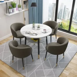 Marble White Coffee Table Sets Small Stone Patio Accent Floor Coffee Table Sets Vintage Conjunto De Muebles Hotel Furniture - Image 5