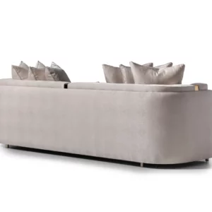 Luxury Furniture Italian Design Living Room Sofa Beige Velvet Fabric Upholstery 3 Seat Sofa for Villa Hotel - Image 4