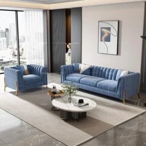 Luxury fabric sofa American velvet blue technology cloth sofa - Image 2