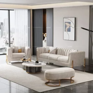 Luxury fabric sofa American velvet blue technology cloth sofa - Image 3