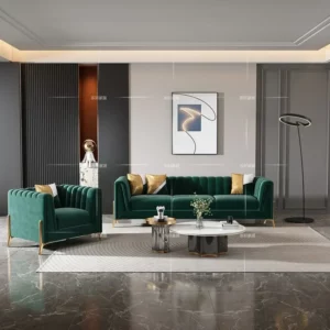 Luxury fabric sofa American velvet blue technology cloth sofa - Image 4
