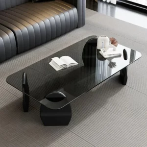 Rectangle Modern Coffee Table Minimalist Retro Vintage Nesting Clear Side Table Storage Space Saving Couchtisch Home Furniture - Image 1