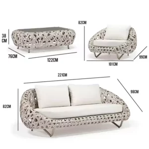 Luxury Modern Rattan Sofa Set High Quality Rope Outdoor Seating Garden Furniture Comfortable Durable for Patio - Image 7