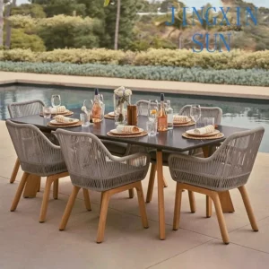 Garden Furniture Dining Set Dining Table Rattan Chair Teak - Image 3