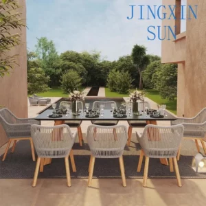 Garden Furniture Dining Set Dining Table Rattan Chair Teak - Image 2