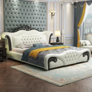 Storage Princess European Bed Double Hand Carved Bedroom Luxury Double Bed Modern Leather Cama Matrimonial Nordic Furniture - Image 3