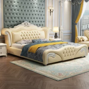 Storage Princess European Bed Double Hand Carved Bedroom Luxury Double Bed Modern Leather Cama Matrimonial Nordic Furniture - Image 4