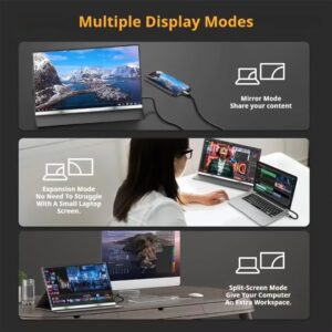 V2COM V2COM 15.6" Portable Monitor, Ultra-Slim Narrow Bezel Full HD 1080P IPS Display, USB-C & HDMI Connectivity, Matte Anti-Glare Screen, Built-In Protective Case, Lightweight External Monitor for Laptop - Image 4