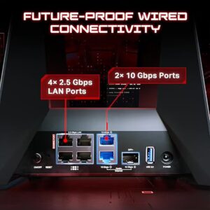 TP-LINK Tri-Band BE19000 Wi-Fi 7 Gaming Router Archer GE800 | 12-Stream 19 Gbps | 2×10G + 4×2.5G Ports, USB 3.0 | Turbo Acceleration, Dedicated Band for Gaming | Game Panel, RGB | EasyMesh, HomeShield Black - Image 4