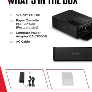 Canon SELPHY CP1500 Compact Portable Photo, Printer Photos, Collages and Stickers | Wi-Fi & Direct printing | Smart Devices,  Computers, Cameras, SD Card and USB-C Flash Drives (Upgraded CP1300 Model) Black - Image 2