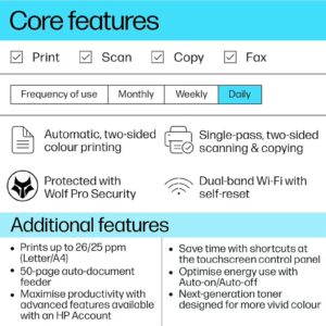 HP Color LaserJet Pro MFP 3303fdw Printer, Print Speed Up to 25 ppm, Ethernet, USB, Wi-Fi, Dynamic Security Enabled, 100 Sheets Output Tray, 4.3" Diagonal Color TFT Display | 499M8A White/Grey - Image 4