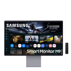 Samsung 32 Inch M9 4K QD-OLED Vision AI Smart Monitor, 165hz Refresh Rate & 0.03ms Response Time, Smart TV Apps, Vision AI, VESA DisplayHDR True Black 400, OLED Safeguard+, Logo &Taskbar Detection, Ask Copilot, Click to search, AI Upscaling pro, Voice Amplifier pro, SmartThings, AirPlay, Build In Camera LS32FM902SMXUE Grey - Image 1