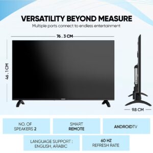 NIKAI 32 Inch Smart LED TV | HD 1366 x 768 Resolution | Android TV with Wi-Fi & DLNA | Quad-Core Processor | 16W Speaker Power | 2x HDMI, 2x USB | Netflix, YouTube, Shahid | 60Hz | Model Year 2018 | NTV3200SLED / NTV3200SLED4 Black - Image 5
