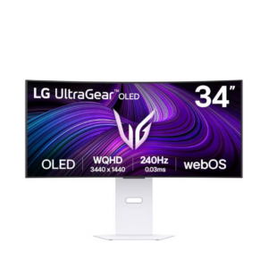 LG 34 inch UltraGear GX9s Curved OLED Gaming Monitor – WQHD (3440x1440) 800R Display, 240Hz Refresh Rate, 0.03ms Response Time, AMD FreeSync Premium, VESA AdaptiveSync, HDR10, DCI-P3 98.5% 34GX90SA-W White - Image 1
