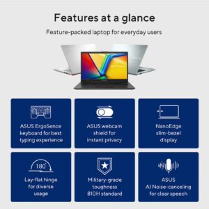 ASUS (Upgraded Version) Vivobook GO 14 E1404GA-NK039W Laptop With 14-Inch Display, Core i3-N305 Processor/8GB RAM/256GB SSD/Intel UMA Graphics/Windows 11 Home / Cool / Cool English/Arabic Cool Silver - Image 6