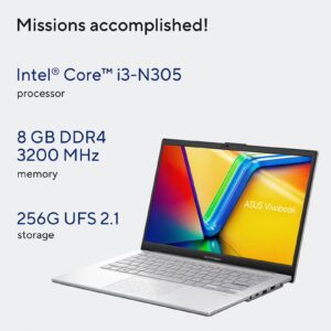 ASUS (Upgraded Version) Vivobook GO 14 E1404GA-NK039W Laptop With 14-Inch Display, Core i3-N305 Processor/8GB RAM/256GB SSD/Intel UMA Graphics/Windows 11 Home / Cool / Cool English/Arabic Cool Silver - Image 7