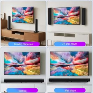 WALALLA 100W RGB Gaming Sound Bar with Dynamic Bass - 3 Color Light Modes, Bluetooth 5.3, Detachable 2-in-1 Design, for PC/TV/Projector (ARC/Opt/AUX) - Image 4