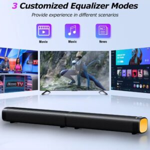 WALALLA 100W RGB Gaming Sound Bar with Dynamic Bass - 3 Color Light Modes, Bluetooth 5.3, Detachable 2-in-1 Design, for PC/TV/Projector (ARC/Opt/AUX) - Image 6