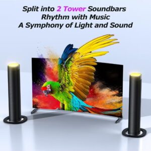 WALALLA 100W RGB Gaming Sound Bar with Dynamic Bass - 3 Color Light Modes, Bluetooth 5.3, Detachable 2-in-1 Design, for PC/TV/Projector (ARC/Opt/AUX) - Image 7