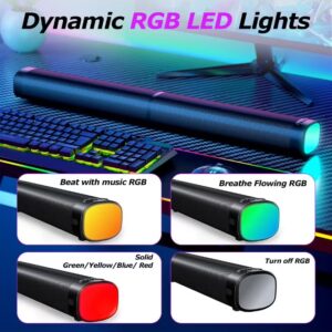 WALALLA 100W RGB Gaming Sound Bar with Dynamic Bass - 3 Color Light Modes, Bluetooth 5.3, Detachable 2-in-1 Design, for PC/TV/Projector (ARC/Opt/AUX) - Image 8