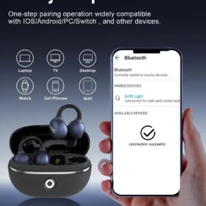 ZIPFORCE ZIPFORCE Open Ear Ring True Open Ear Headphones, Lightweight Comfort Open Ear Clip Wireless Earbuds, Bluetooth 5.4 OWS Earphones Fit Sports Running, IPX4 Waterproof TWS, Workout Black - Image 4