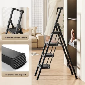 ‌Heavy Duty Folding Ladder - Multi-Purpose Step Stool, Thickened A-Frame Ladder, Indoor Home Utility Ladder, Compact Space Saver - Image 3