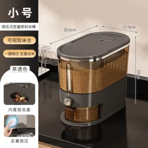 Press-fit measuring rice bucket, gap-style kitchen storage bin, transparent bucket for storing rice, sealed - Image 7