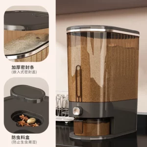 Press-fit measuring rice bucket, gap-style kitchen storage bin, transparent bucket for storing rice, sealed - Image 5