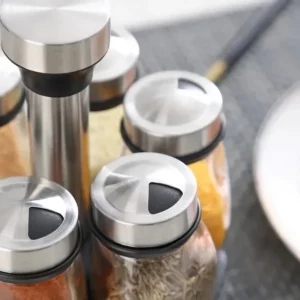 7pcs/set Spice Jar Set Rack Glass Organizer Rotating Glass Seasoning Sugar Pepper Bottles Salt Shakers Holder Kitchen Spice Rack - Image 3