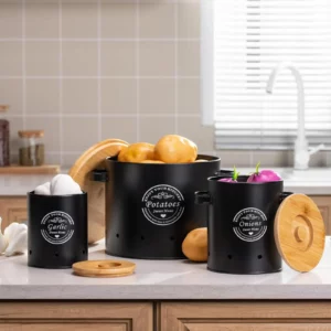 Vegetables Storage Bin Fresh Vegetable Keeper with Bamboo Lid and Handle Kitchen Organization Storage Jar for Counter Restaurant - Image 7