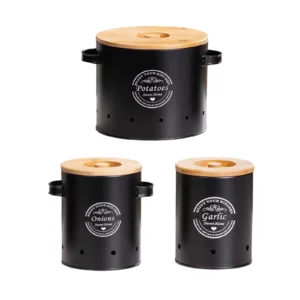 Vegetables Storage Bin Fresh Vegetable Keeper with Bamboo Lid and Handle Kitchen Organization Storage Jar for Counter Restaurant - Image 6
