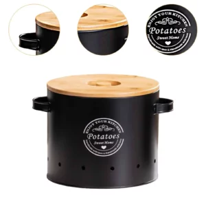 Vegetables Storage Bin Fresh Vegetable Keeper with Bamboo Lid and Handle Kitchen Organization Storage Jar for Counter Restaurant - Image 5