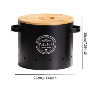 Vegetables Storage Bin Fresh Vegetable Keeper with Bamboo Lid and Handle Kitchen Organization Storage Jar for Counter Restaurant - Image 4