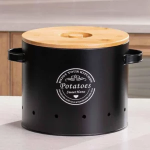 Vegetables Storage Bin Fresh Vegetable Keeper with Bamboo Lid and Handle Kitchen Organization Storage Jar for Counter Restaurant - Image 3
