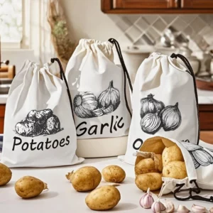 Garlic Onion Fruit Drawstring Bags with Releasing Buckle Zipper for Kitchen Vegetable Classification Storage Non-Woven Bags Drop - Image 1