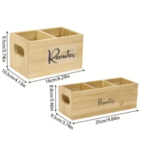 Remote Control Holder, Farmhouse Remote Storage Box, Bedside TV Controller Caddy, Rustic Wood Media Organizer Tray for Home - Image 7