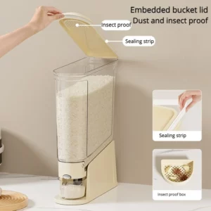 Kitchen Airtight Grain Dispenser Large Capacity Rice Storage Dispenser Container10kg 5kg Transparent Grain Storage Bin - Image 4