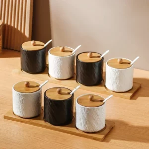 Household ceramic seasoning bottle jar seasoning box Chili salt sugar jar monosodium glutamate seasoning box kitchen supplies - Image 3