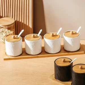 Household ceramic seasoning bottle jar seasoning box Chili salt sugar jar monosodium glutamate seasoning box kitchen supplies - Image 4